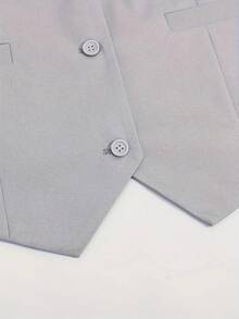 3 PiecesMen's Suit Set: Fashion Long Sleeve Blazer, Vest, And Trousers For Wedding, Party - Grey - View 6