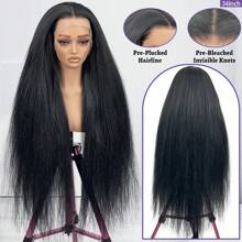 VIOLLY 200 Density Black Yaki Straight Hair 13x4 HD Frontal Lace Weaves Human Blended Hair Wig150 Density 6 Inch Black Short Women Pixie Cut Wigs Pre Plucked Hairline & Pre-Bleached Invisible Knots Suitable For African Women Wig Suitable For Daily Or Holiday Wear - Natural & Black - View 20