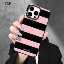 Funda protectora para phone con diseño de rayas rosas y negras (1 unidad), compatible con phone 16 Pro, 15 Pro, 14, 14 Plus, 14 Pro, 13, 13 Pro, 12 Pro y 11/11 Pro. Regalos para cumpleaños y celebraciones. - Blanco - Ver 3