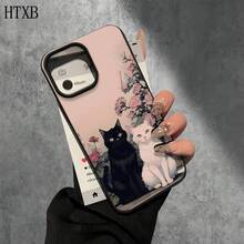 Funda protectora para phone con diseño de flores blancas y negras, con orificios grandes, compatible con phone 16 Pro Max, 16, 15 Pro, 14, 14 Plus/14 Pro Max, 13, 13 Pro, 12 Pro, 11/11 Pro. Ideal para regalar en cumpleaños y otras ocasiones especiales. - Blanco - Ver 7