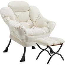 Silla tapizada plegable con otomano, moderna, grande, con reposabrazos, para descanso, ocio, lectura, para recámara, oficina, gris oscuro-f - Beis - Ver 11