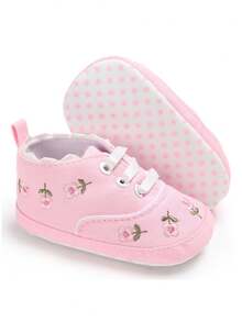 yibubu أحذية رضع من ماركة يبوبو وردية اللون مطرزة بزهور على قماش كانفاس، أحذية مريحة وناعمة للمشي الأول للرضع والأطفال الصغار، أحذية رياضية للخارج مناسبة للربيع والخريف