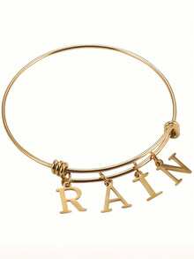 1pc Custom Letter Name Bracelet, Personalized Name Up To 7 Letters, Adjustable Expandable Pendant Letters, Stainless Steel Bracelet Jewelry Gifts, And Stylish Women's Bracelets, Jewelry Women, Mother's Day Gifts For Mom, Easter Gifts, Personalized Custom Bracelets (With Small Gift Box) - Multicolor - View 3