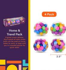 Squishy Stress Ball Squeeze, Color Sensory Toy, Relieve Tension, Anxiety, Home, Travel And Office Use, Fun For Kids And Adults (4-Pack),Back To School Supplies - 1 - 查看 5