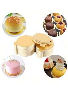 10/50/100 piezas Mini bases para pasteles, set de bases de papel doradas redondas pequeñas para mousse, moldes para cupcakes, bandejas para exhibir postres, posavasos desechables, adecuados para bodas, fiestas, días festivos - Multicolor - Ver 12