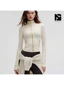Lululemon Define Cropped Jacket Nulu-For Yoga Gym Running-Sweat-Wicking-Yoga-All Seasons Sport-Spring/Summer-Autumn/Winter-Prefect Thanks Giving Day & Chrismas Gift - Xương/Vàng - Xem 2