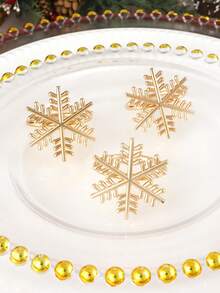 2/4/6 件金色雪花餐巾环，适用于圣诞节餐桌装饰餐巾架，经典雪花餐巾环，圣诞雪花餐巾夹 - 彩色 - 查看 3