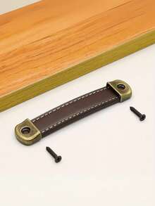 1pc Classic Zinc Alloy Square Leather Drawer Pull Handle With Screws, Metal Cabinet Door Knob, Suitable For Luggage, Soft, 96/128/160mm, Ideal For Drawers - Multicolor - View 7