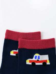 5 Pairs Cute Cartoon Car Pattern Breathable Odor-Resistant Children's Socks, Suitable For Spring, Summer, And Autumn - Multicolor - View 4