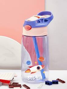 16oz/480ml Personalized Water Bottle For Kids, With Straw And Cap, Birthday/Back To School Supplies, Reusable, Suitable For Children, Boys, Girls And Teens, Great Gift Idea. 12oz/350ml Stainless Steel Water Bottle For Kids, With Silicone Straw, Unicorn, Butterfly, Space, Construction Vehicle Themes, Pink, Green, Blue, Purple, 5 Color Options, Children, Urban Chic, Modern, Colorful, Cute - Style 2 - View 11