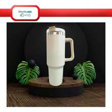 Taza Térmica de Acero Inoxidable con Asa y Pajita – Taza Viajera de Doble Pared Antifugas, Gran Capacidad, Ideal para Bebidas Frías y Calientes, Perfecta para Auto, Casa, Oficina, Viajes, Camping, Gimnasio – Regalo Ideal para Mujeres, Hombres, Niños y Niñas (Variedad de Colores) - Blanco - Ver 4