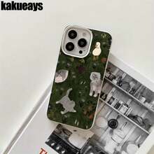 Funda protectora para phone con diseño de césped y orificios grandes. Compatible con phone 16 Pro Max, 16, 15 Pro, 14, 14 Plus/14 Pro Max, 13, 13 Pro, 12 Pro, 11/11 Pro. Regalos para cumpleaños y fiestas. - Negro - Ver 3
