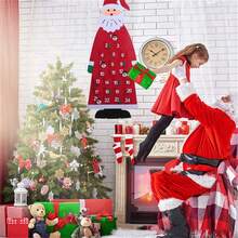 Calendário do Advento de Feltro Pendurado na Parede Calendário do Advento de Papai Noel com Bolsos 24 Dias para Presente de Natal Infantil DIY Conjunto de Árvore de Natal de Feltro Decorações de Natal Enfeites de Parede Pendurados para Decorações Natalinas em Casa, Porta, Decoração de Quarto de Inverno, Presentes de Natal, Decoração de Natal
