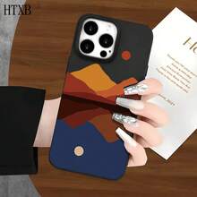 Funda protectora para phone (1 unidad) con diseño de montañas azules y rojas y orificios grandes. Compatible con phone 16 Pro Max, 16, 15 Pro. 14, 14 Plus/14 Pro Max, 13, 13 Pro, 12 Pro, 11/11 Pro (Serie Pro). Regalos para cumpleaños y festividades. - Blanco - Ver 2
