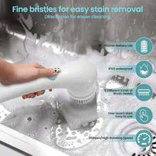 5件套电动清洁刷套装，含可替换刷头、便携式旋转清洁刷、无线手持式浴室/浴缸/瓷砖/地板/厨房清洁器、高速清洁刷、电动清洁设备、可充电浴室刷和清洁用品 - 彩色 - 查看 4