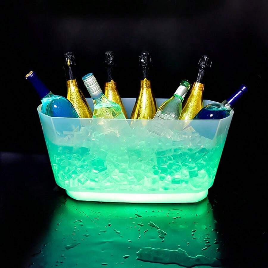 16L LED Lighted Ice Bucket, PP Material, Translucent, Large Capacity Refrigeration Bucket, Can Refrigerate Wine And Beer, Suitable For Parties, Weddings, Bars, Clubs (Rechargeable) - Green - View 1