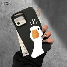 Funda protectora para phone con orificios grandes, diseño de pato blanco y signo de interrogación, compatible con phone 16 Pro Max, 16, 15 Pro, 14, 14 Plus/14 Pro Max, 13, 13 Pro, 12 Pro y 11/11 Pro. Regalos para cumpleaños y festividades - Negro - Ver 5