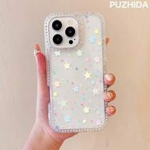 Fundas para teléfono con diseño colorido y borde brillante, 16 fundas ligeras y lujosas para teléfono, fundas protectoras, ya sea que las use usted mismo o como familia, amigos o colegas, puede ser una sorpresa deslumbrante y una opción para mostrar su gusto único. Compatible con 11/ 12/ 13/ 14/ 15/ 16 Plus/ 16 Pro/ 16 Pro, etc. - transparente esmerilado - Ver 1