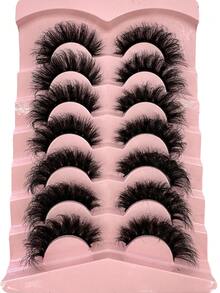 New 2Boxes/14Pairs Soft, Fluffy Natural-Looking 3D Mink Eyelashes, Russian Volume Eyelashes, Dramatic Layered Messy Mink Lashes For Smart Long Cat Eye Lifting, Full Strip Lashes Reusable For Daily And Party, Gift Idea - Black - View 7