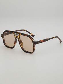 飞行员风格时尚眼镜，带防护功能，双筒，大号方形镜框，女士适用 - 多色 - 查看 2