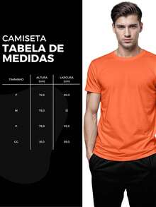 Camisa Camiseta Masculina 100% Algodão Estampada Violão - Laranja - Visão 6