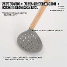 23 PCS Silicone Kitchen Utensils Set And Kitchen Knife Set With Removable Knife Cover, Non-Stick Heat Resistan Kitchen Tools Best Kitchen Cookware Include 12 Pcs Silicone Cooking Utensils 5 Pcs Chef Knife Set - Màu Xám nhạt - Xem 7