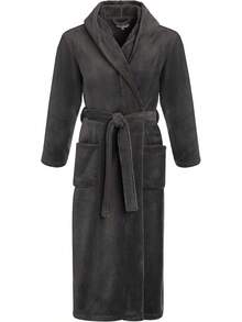Mens Robe With Hood, Plush Fleece Hooded Mens Bathrobe, Big And Tall Bath Robe For Menhalloween - Graphite Gray - View 1