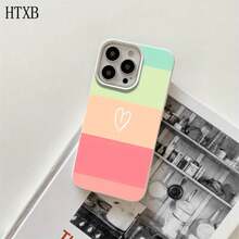 Phone 1PC Fundas protectoras y fundas protectoras de imitación con orificios grandes con estampado de corazones de cinco colores, adecuadas para phone16promax, 16 15pro, 14 14 Plus/14 Promax, 13 13 Pro, 12Pro, 11/11 Pro Pro Series. Regalos Cumpleaños Y Fiestas - Blanco - Ver 5