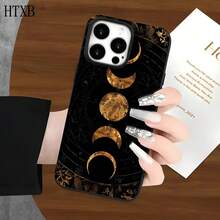 Funda protectora para phone con diseño de luna dorada (1 unidad), compatible con phone 16 Pro Max, 16, 15 Pro, 14, 14 Plus/14 Pro Max, 13, 13 Pro, 12 Pro, 11/11 Pro. Regalos para cumpleaños y festividades - Blanco - Ver 8