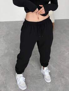 Plus Size Sweatpants - Black - View 4