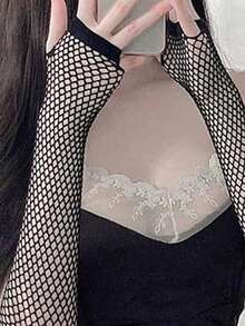 D EXCEED 1 双/4 件装女士露指渔网手套臂套 – 80 年代复古服装配饰 – 适用于 80 年代主题派对、舞蹈表演、舞台演出和圣诞节 - 彩色 - 查看 9