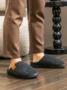 Chinelos de Inverno Antiderrapantes de Feltro para Homens - Espuma de Memória, Sapatos Internos Antiderrapantes - Preto - Visão 8