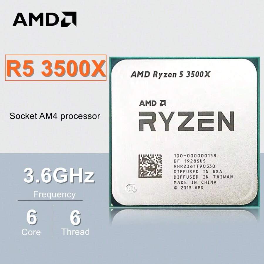 AMD Ryzen R5 3500X 3.6GHz 6-Core 6-Thread Cpu Processor 65W Socket AM4 New But No Fan - White - View 1