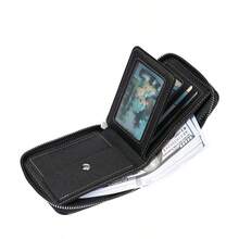 Men's Vintage Wallet, Business Style Letter Embossed Classic Credit Card Holder, Short Zipper Coin Purse