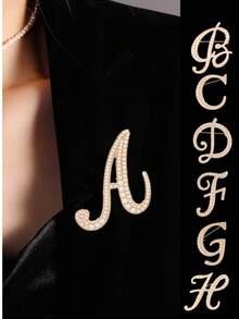 1pc 26 English Letter Pearl Brooch Pin, Fashion Versatile Clothing Anti-Slip Decoration, Scarf Clip, Shoes, Hat Accessory, Retro - Yellow Gold - View 12