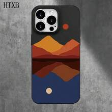 Funda protectora para phone (1 unidad) con diseño de montañas azules y rojas y orificios grandes. Compatible con phone 16 Pro Max, 16, 15 Pro. 14, 14 Plus/14 Pro Max, 13, 13 Pro, 12 Pro, 11/11 Pro (Serie Pro). Regalos para cumpleaños y festividades. - Blanco - Ver 7