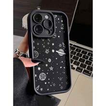 Starry Sky Black Matte Anti-Fall Shockproof Phone Case Suitable For IPhone 16, 15, 14, 13, 12, 11, XS, XR, X, 8, 7 Plus Pro Max SE Series - Halloween Gift, Easter Gift, Girlfriend, Boyfriend, Friends Or YourselfSuitable For IPhone 17 Air - 黑色 - 查看 1