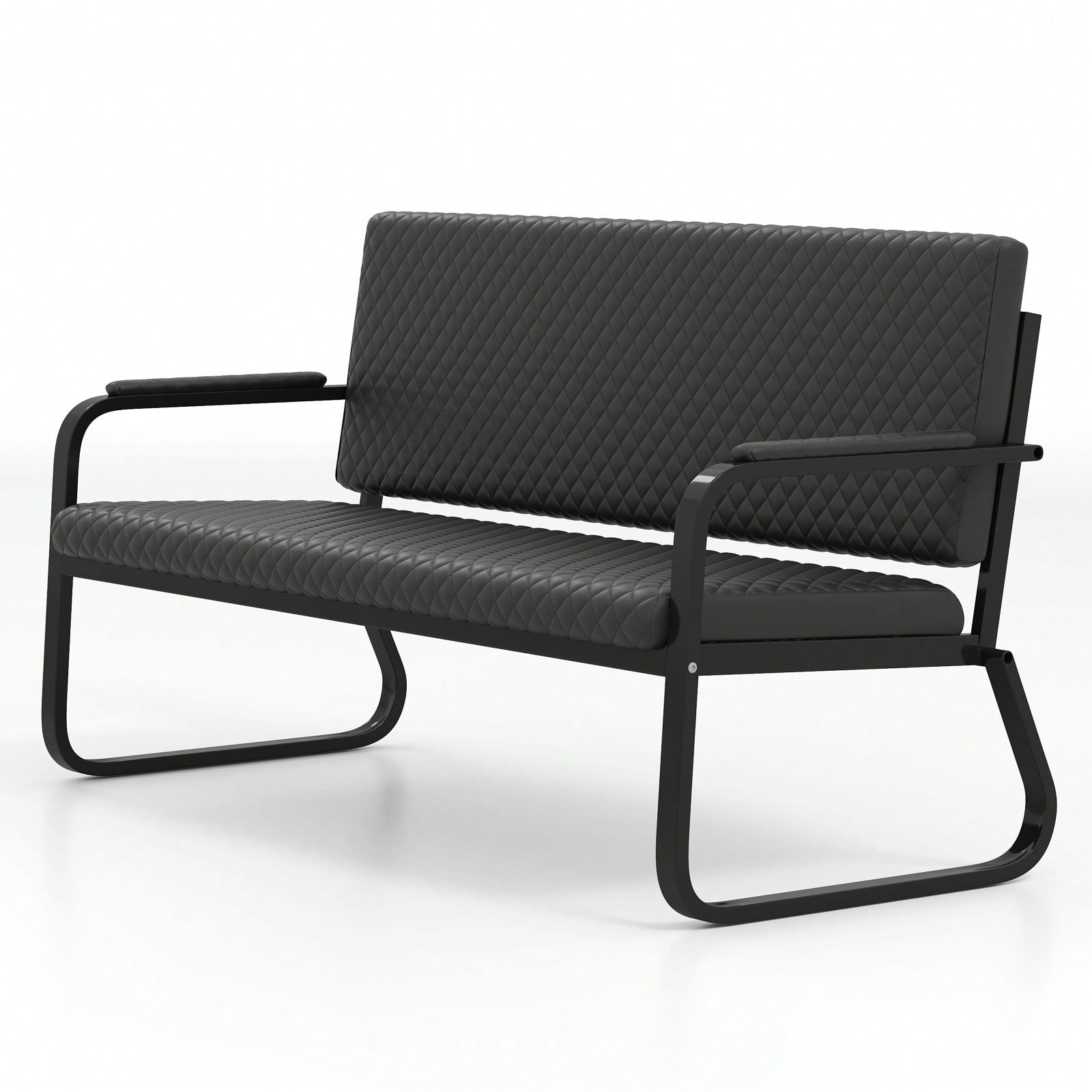 Artist Hand Waiting Chair, 56" Office Guest Chair, Reception Seating With Padded Cushion, Durable Metal Frame, For Beauty Salon Barber Shopsalon Chair, Barber Chair, Hair Chair, Pedicure Chair, Tattoo Chair, Vanity Chair, Shampoo Chair, Hair Salon Chair,