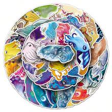 50 件卡通海洋生物和可爱动物章鱼鱿鱼涂鸦贴纸，适用于平板电脑的创意装饰贴纸 - 彩色 - 查看 7