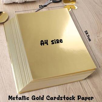 27 张 A4（21 厘米 * 29.7 厘米）金属金卡纸，闪光金卡纸，用于制作卡片，返校用品
