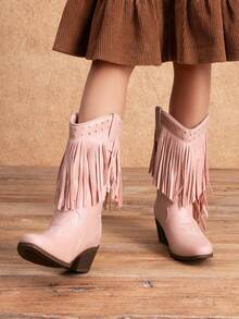 Big Girls Cowboy Boots With Tassel Fringe Cowgirl Boots Kids Western Boots Stylish & Comfortable - Hồng - Xem 3