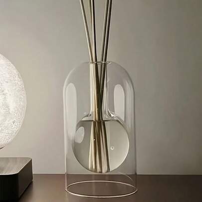 Difusor de fragrâncias, frascos difusores de óleos essenciais sem chama, difusor minimalista de palhetas de vime, difusor de aromaterapia de vidro transparente para casa, decoração de ambiente, casa nova, presentes de Natal, inauguração de casa (somente frasco difusor, palhetas não incluídas)