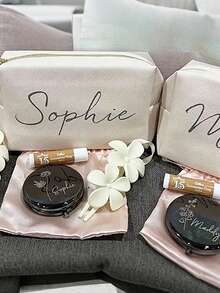 Bolsa de cosméticos personalizada con nombre. Bolsa de maquillaje personalizada con monograma. Bolsa de almacenamiento de toallas sanitarias. Bolsa de maquillaje de viaje. Bolsa de tocador de cuero. Bolsa de almacenamiento personalizada. Bolsa de dama de honor del mes de nacimiento, regalos para la fiesta de bodas, recuerdos para la despedida de soltera, regalo de dama de honor, versátil, regalo ideal para ella, novia, él - Multicolor - Ver 3