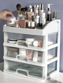 Armário de armazenamento com 3 gavetas, caixa de armazenamento de grande capacidade, caixa de armazenamento com gavetas, adequado para armazenar vários itens, organizador de armazenamento para mulheres, decoração essencial para viagens, feriados e outono, Halloween - Branco - Ver 1