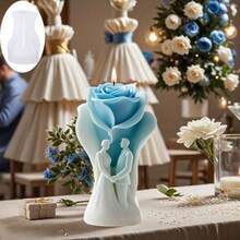 Moldes de silicona con forma de rosa para jabón hecho a mano | Molde de silicona de pareja romántica sosteniendo las manos con rosa | Moldes estéticos de velas de artesanía | Moldes de resina, cera y yeso reutilizables para velas y jabones redondos, ideales para regalos del Día de la Madre, parejas y amigos | Perfectos para decoración del hogar, velas de aromaterapia y arte de resina, regalo ideal para el Día de San Valentín y decoraciones de boda - Molde de silicona de rosa - Ver 6