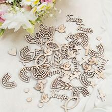 1 Pack Of 180pcs Colorful Wooden Confetti, Rainbow, Fish, Cross, Tree Branch, Dot Designs, Suitable For Baptism, Birth, Communion, Naming Ceremony, Confirmation Tabletop Confetti, Party Favors, Party Decorations