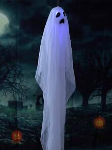 1PC Halloween Outdoor Decoration, Halloween Party Indoor Decoration, Glowing Ghost (Slap The Head Switch Will Scream And Float Up And Down), Halloween Ghost Lights Suitable For Porch, Patio, Garden And Lawn Atmosphere Decoration - White - View 9