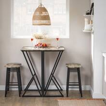 SoBuy OGT24-N 5-Piece Dining Set, Dining Table With 4 Chairs, Folding Table, Dining Room Seating Group, Kitchen Table, Wooden Folding Table In Industrial Style - Brown - View 2