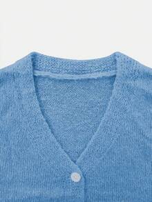 Áo khoác cardigan dáng rộng, đơn sắc, tối giản, đa năng, phong cách thường ngày. - Màu xanh lam - Xem 7