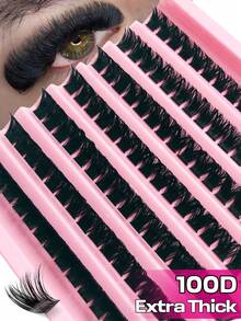 Asiteo 7 Rows 112pcs Single Lash Clusters, 100D D Curl, 8-16mm, DIY Lash Clusters, Thick & Fluffy, Natural Look, Reusable, Single Lash Extension Kit, Suitable For Home Or Outdoor Use, Applicable For Daily Life, Wedding, Date, Party, Travel, Spring Season - D - View 1